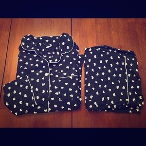 NWOT UNIQLO black pajamas with white hearts